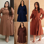 Chamise Plus Size de Manga Longa com Cinto e Bolso – Tecido Sensorial