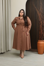 Chamise Plus Size de Manga Longa com Cinto e Bolso – Tecido Sensorial