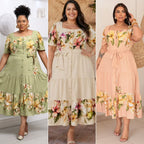 Chamise Plus Size Floral com Cinto e Bolso – Tecido Viscolinho