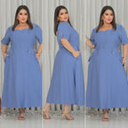 Vestido Midi Plus Size com Bolso – Tecido Sensorial