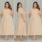 Vestido Midi Plus Size com Bolso – Tecido Sensorial