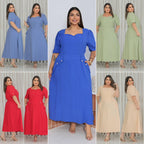 Vestido Midi Plus Size com Bolso – Tecido Sensorial
