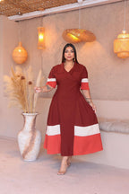 Vestido Midi Plus Size Bicolor – Tecido Sensorial