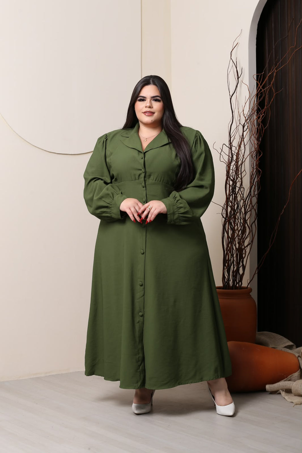Chemise Plus Size de Manga Longa - Tecido Sensorial Marrant