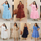 Conjunto Plus Size de 2 Peças com Blusa de Manga Curta e Vestido - Tecido Sensorial