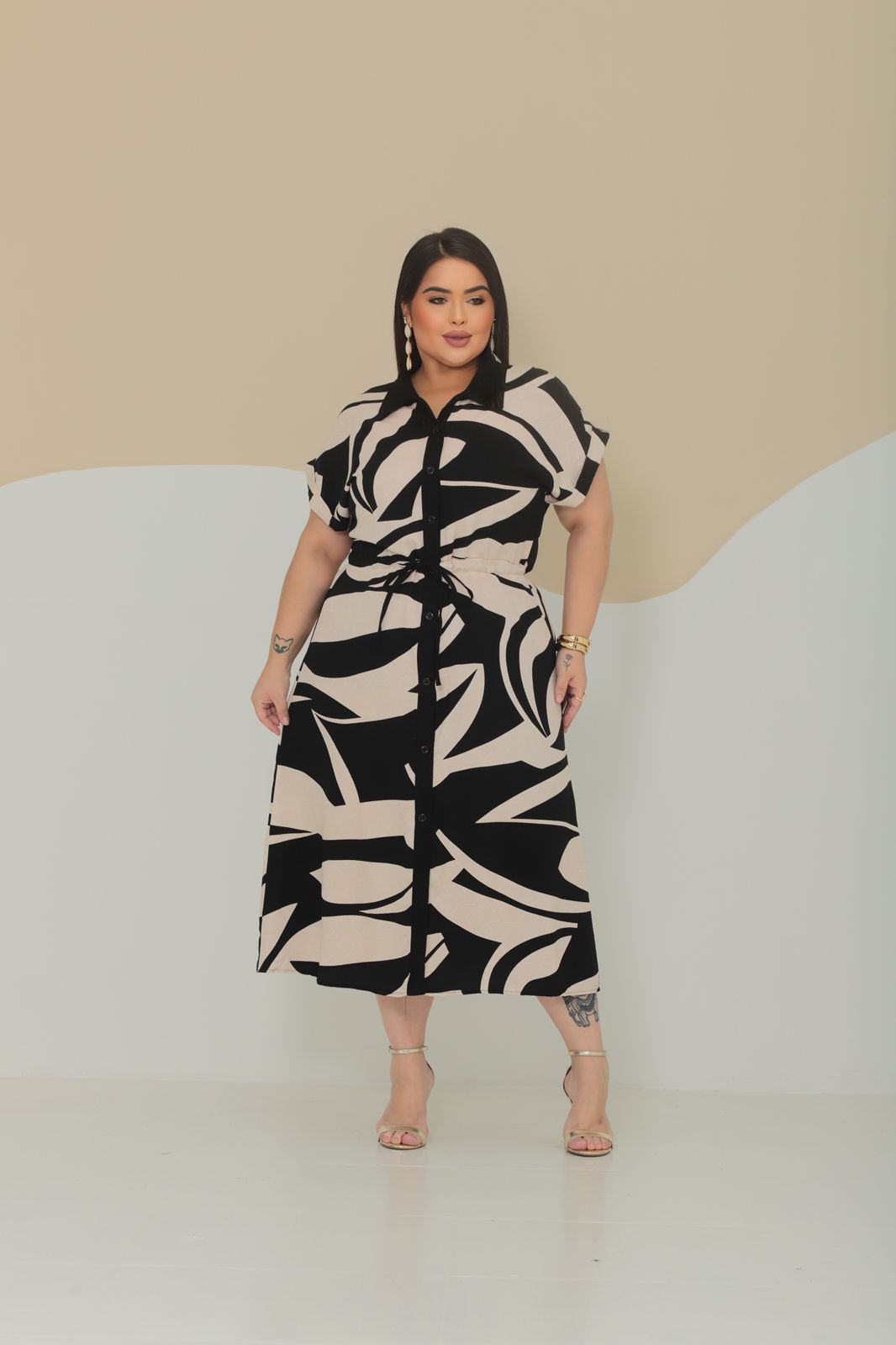 Chemise Plus Size Bicolor - Tecido Jacquard