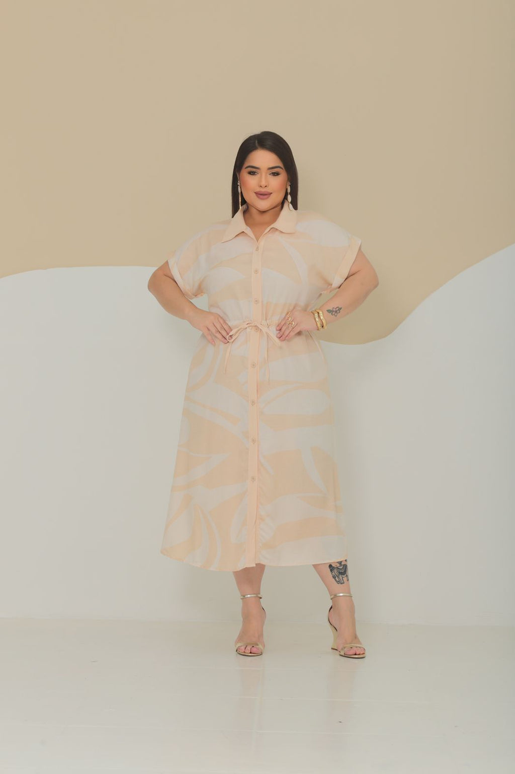 Chemise Plus Size Bicolor - Tecido Jacquard