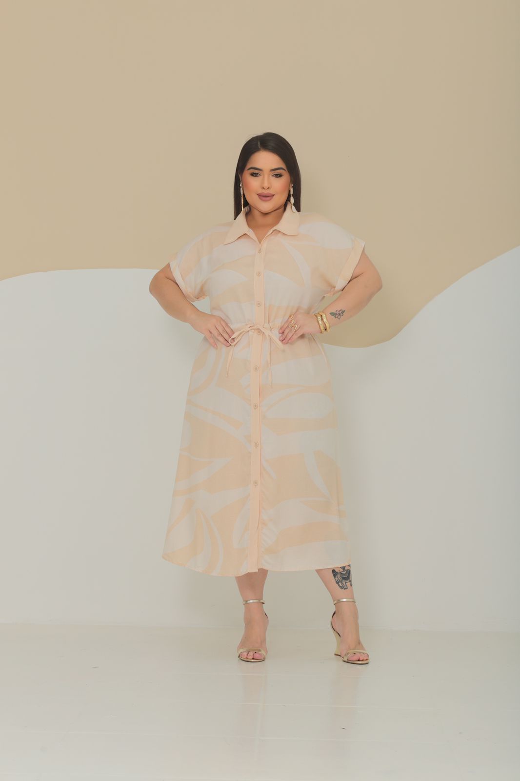 Chemise Plus Size Bicolor - Tecido Jacquard