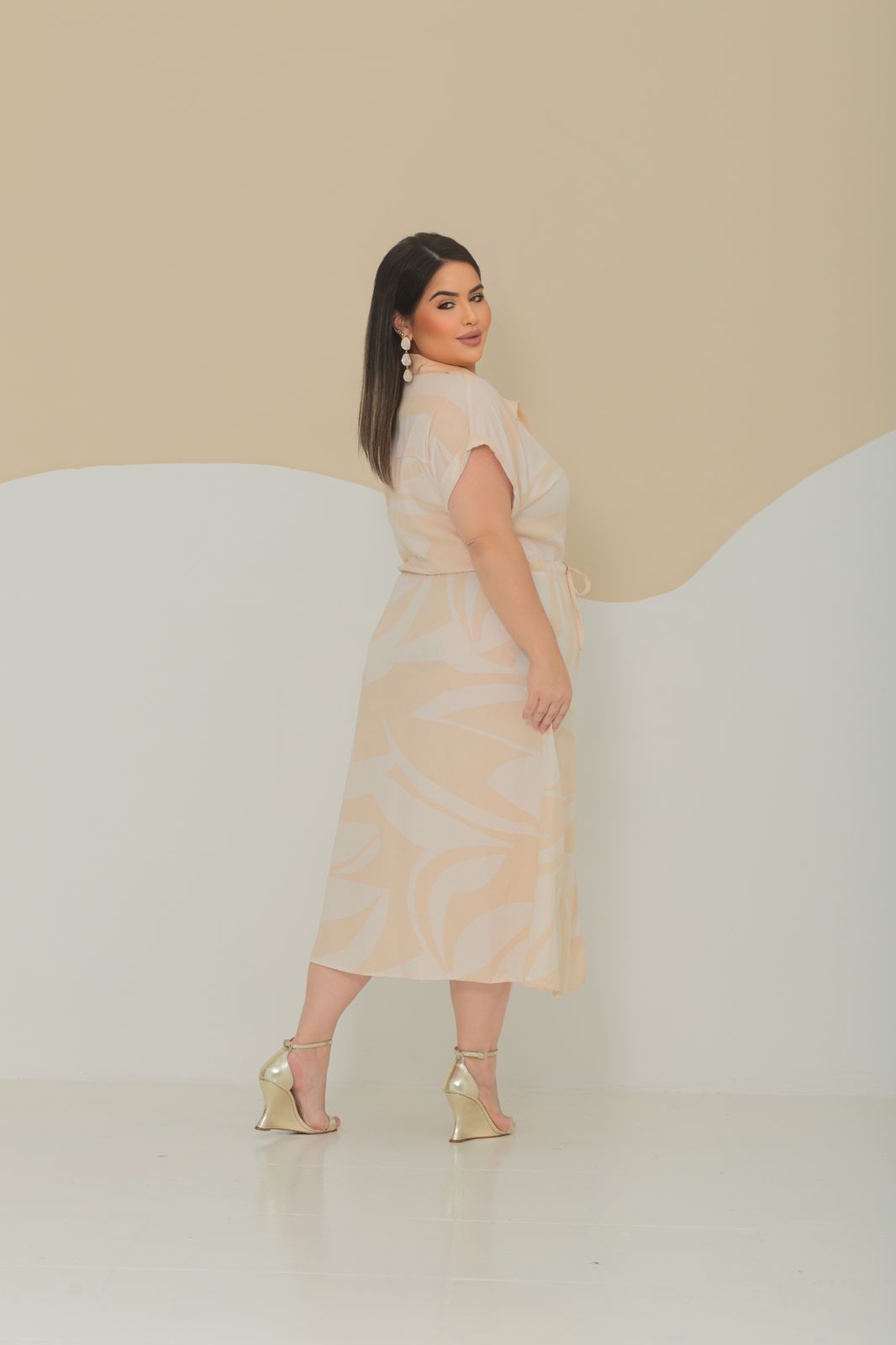 Chemise Plus Size Bicolor - Tecido Jacquard