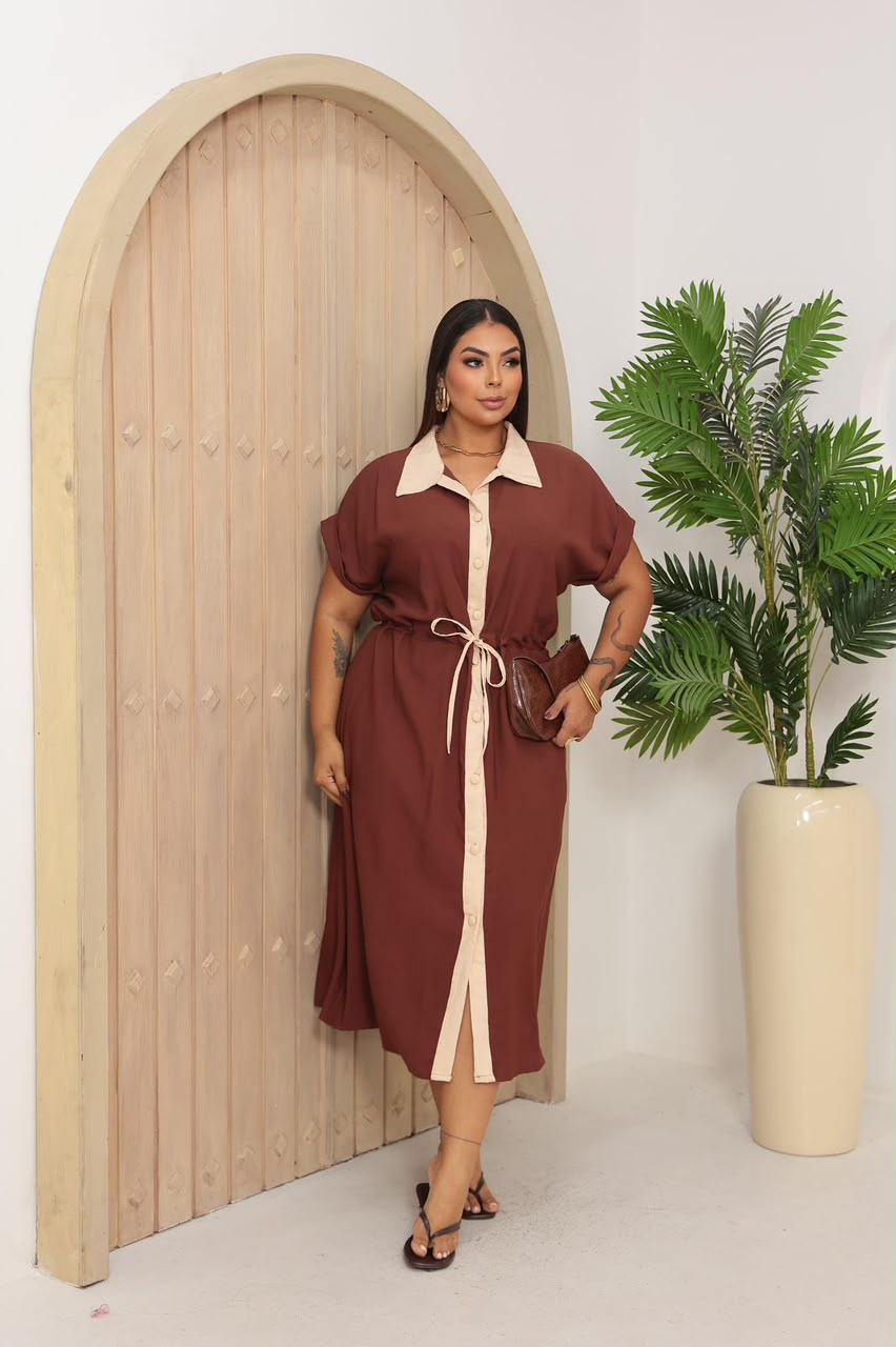 Chemise Plus Size Bicolor - Tecido Sensorial