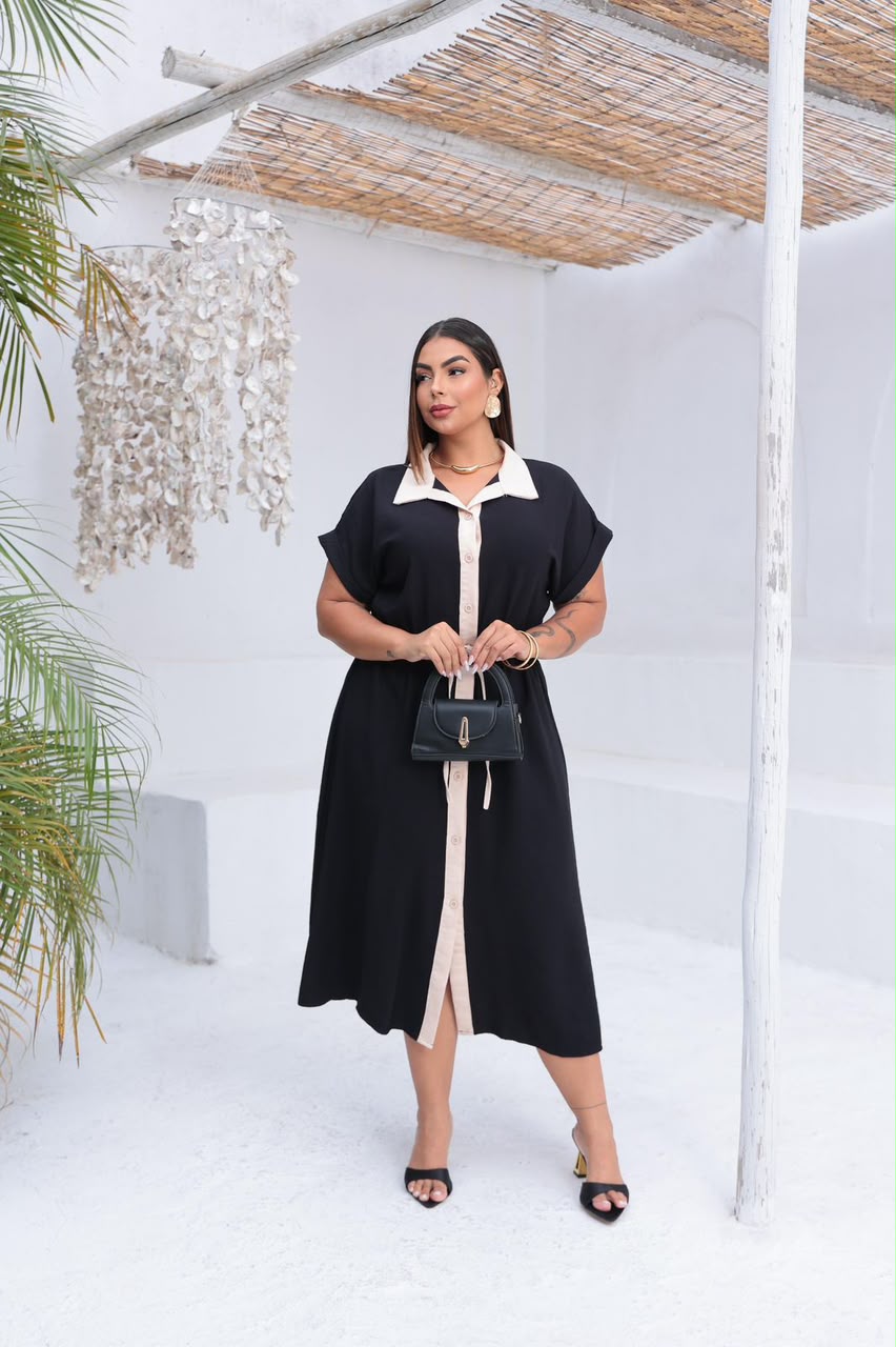 Chemise Plus Size Bicolor - Tecido Sensorial