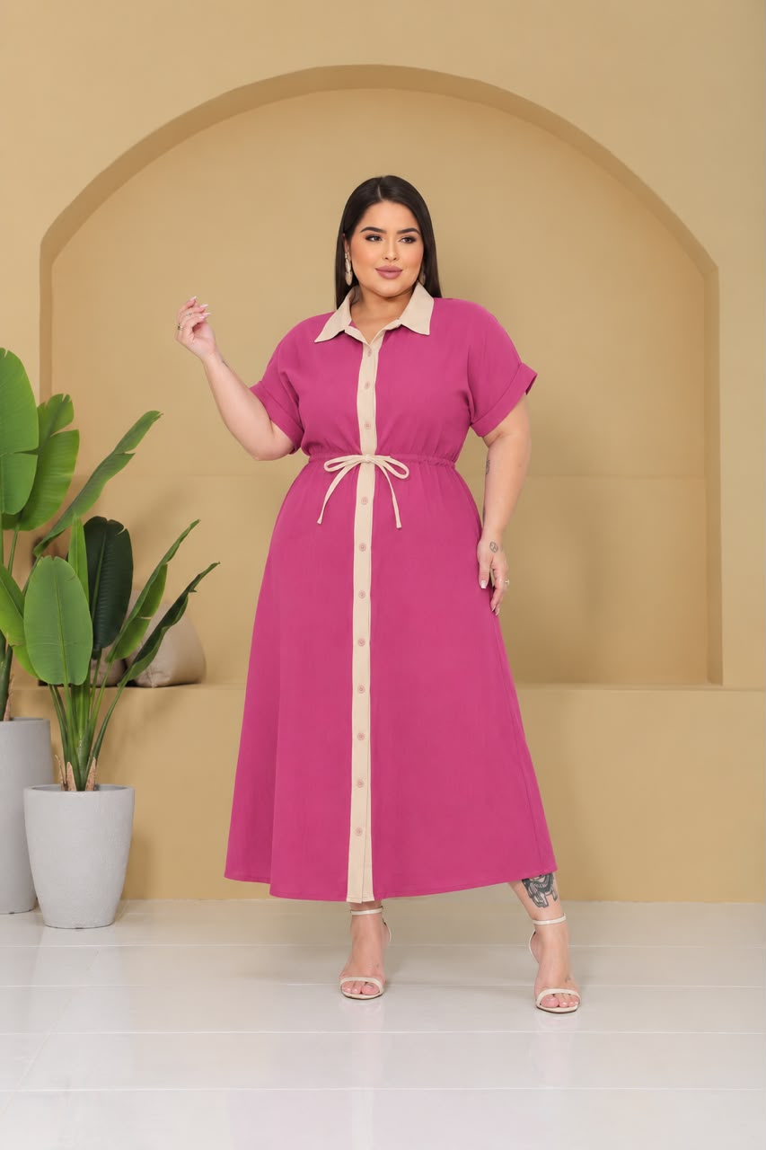 Chemise Plus Size Bicolor - Tecido Sensorial