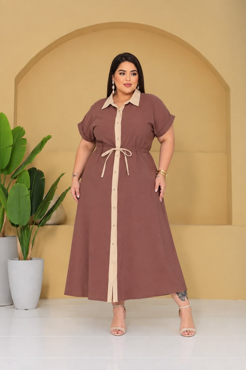 Chemise Plus Size Bicolor - Tecido Sensorial