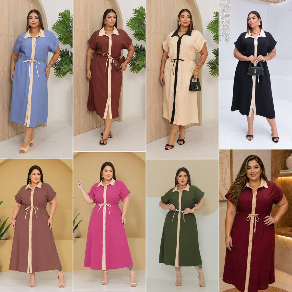 Chemise Plus Size Bicolor - Tecido Sensorial