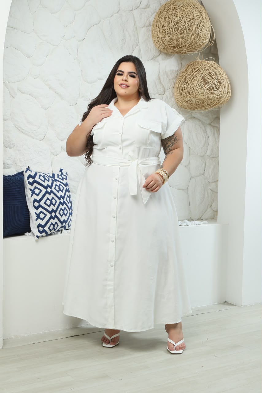 Chemise Plus Size Lisa com Detalhes nos Ombros – Tecido Sensorial