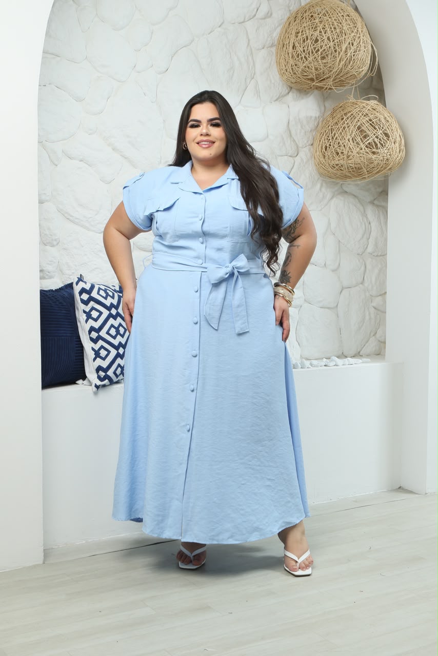 Chemise Plus Size Lisa com Detalhes nos Ombros – Tecido Sensorial