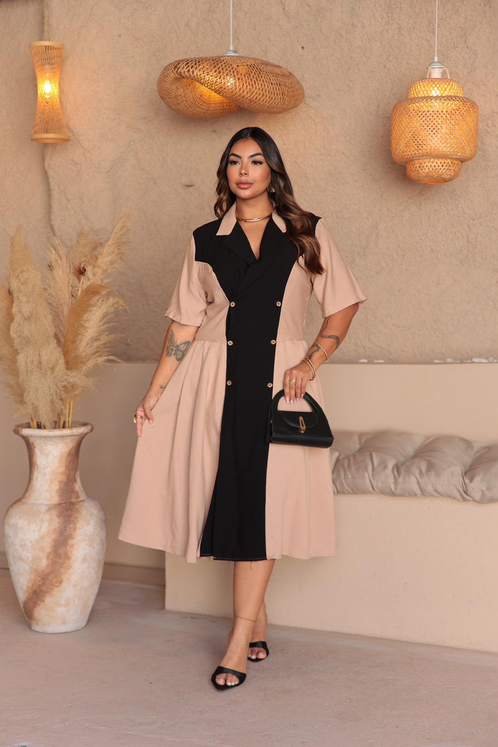 Vestido Plus Size Bicolor – Tecido Sensorial