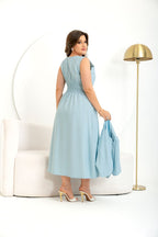 Conjunto Feminino de 2 Peças com Vestido e Blusa – Tecido Sensorial