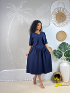 Conjunto Feminino de 2 Peças com Vestido e Blusa – Tecido Sensorial